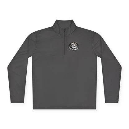 Quarter-Zip Pullover — Vintage Floral Crest Chest Logo