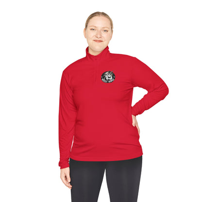 Quarter-Zip Pullover — Vintage Floral Crest Chest Logo