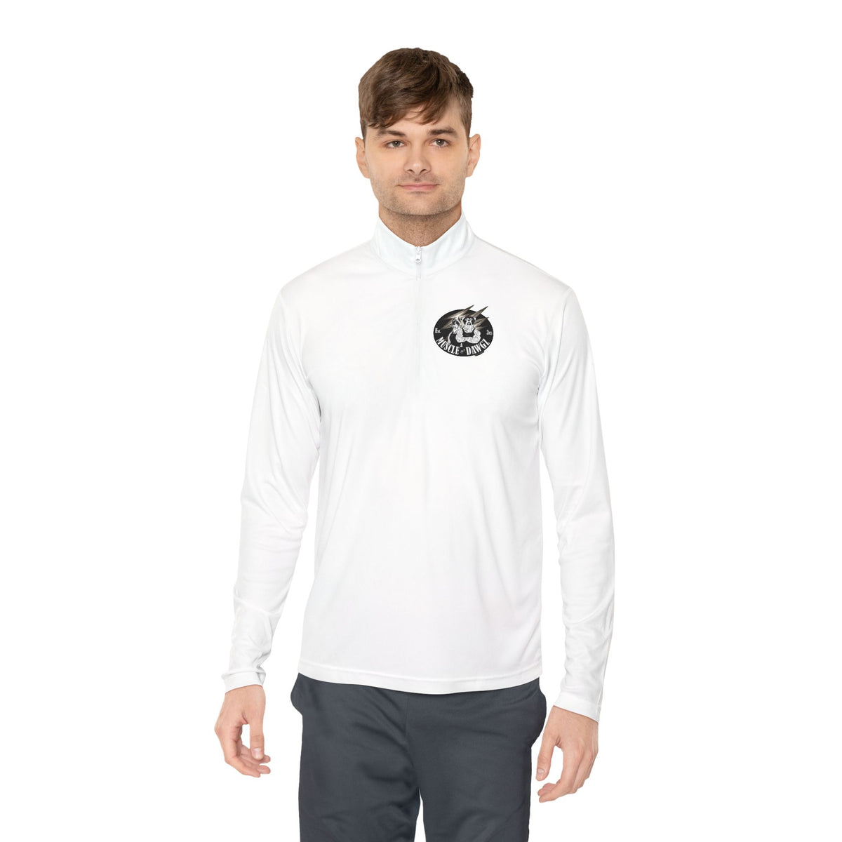 Quarter-Zip Pullover — Vintage Floral Crest Chest Logo