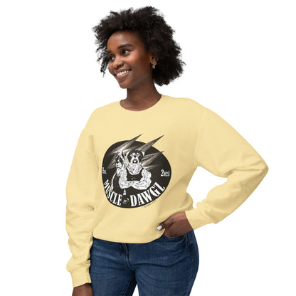 Muscle Dawgz Crewneck Sweatshirt — Retro Gym Dog Illustration