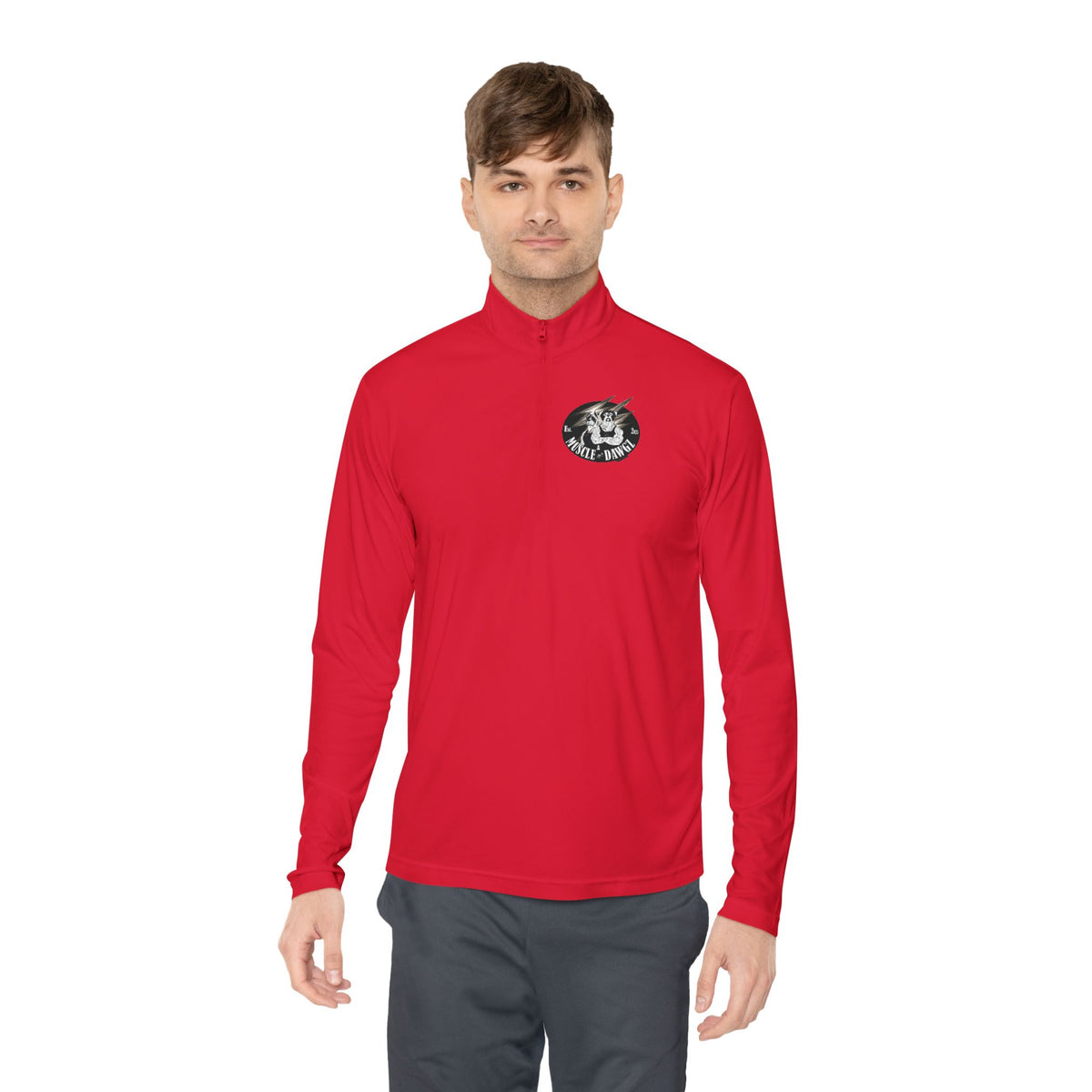 Quarter-Zip Pullover — Vintage Floral Crest Chest Logo