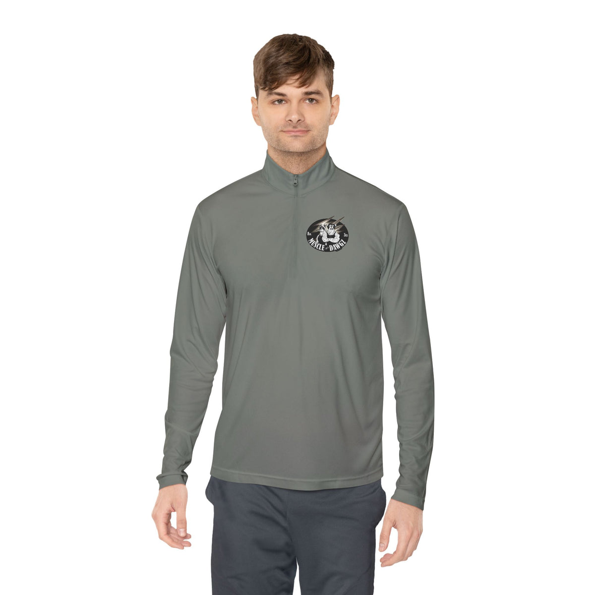 Quarter-Zip Pullover — Vintage Floral Crest Chest Logo