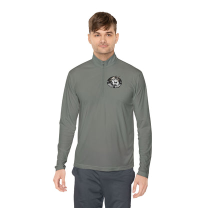 Quarter-Zip Pullover — Vintage Floral Crest Chest Logo