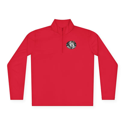 Quarter-Zip Pullover — Vintage Floral Crest Chest Logo