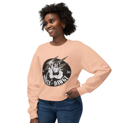 Muscle Dawgz Crewneck Sweatshirt — Retro Gym Dog Illustration