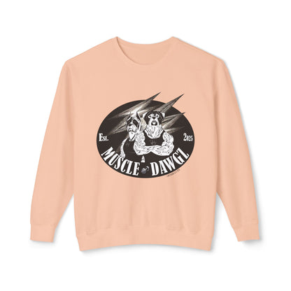 Muscle Dawgz Crewneck Sweatshirt — Retro Gym Dog Illustration