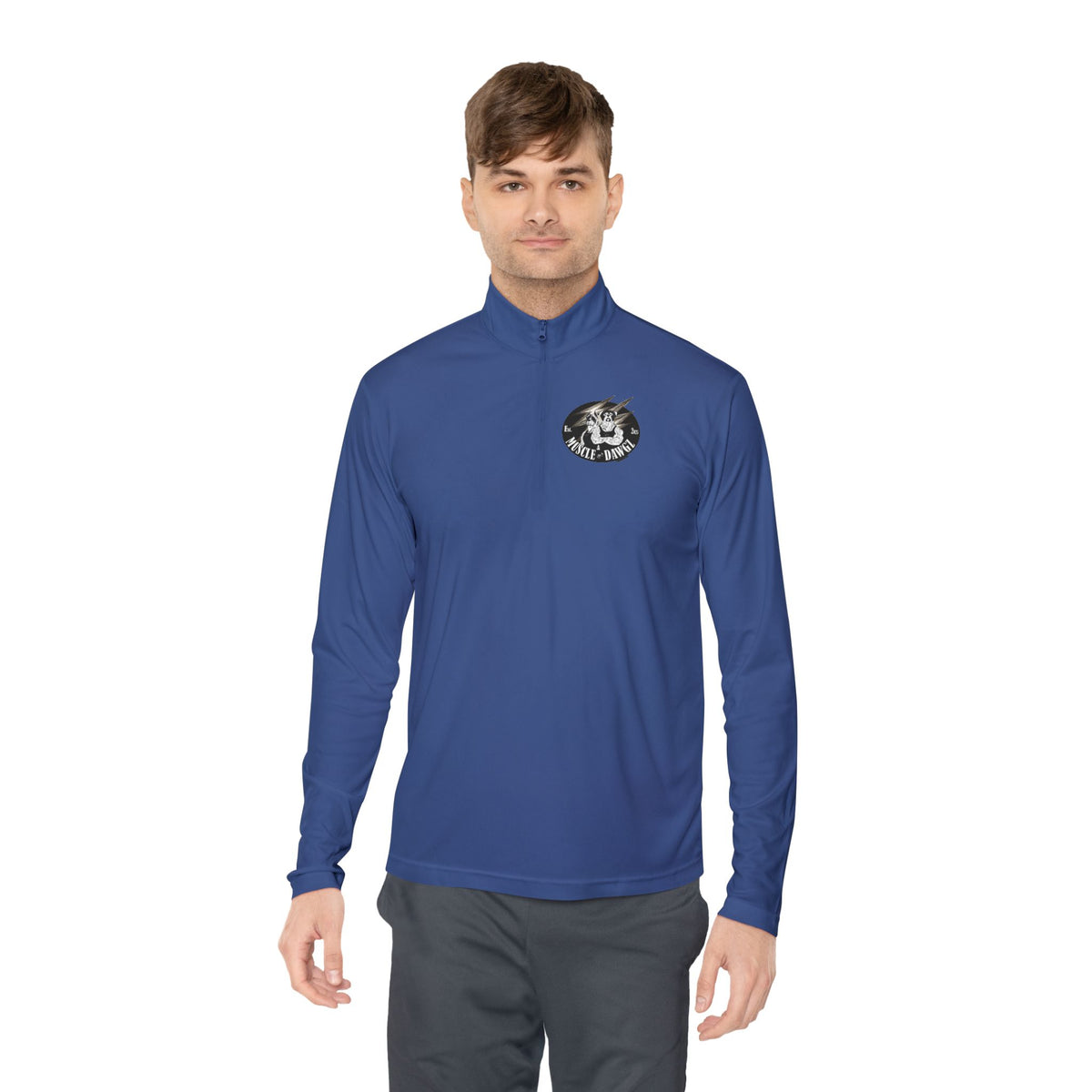 Quarter-Zip Pullover — Vintage Floral Crest Chest Logo