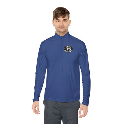 Quarter-Zip Pullover — Vintage Floral Crest Chest Logo